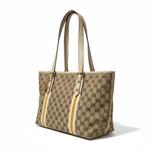 Gucci - Canvas Tote Bag Yellow White Stripes